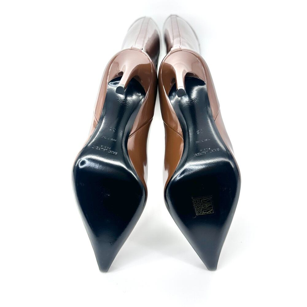 NWOB Saint Laurent Vendome Knee High Boots Pointed Toe Brown Leather EU 38 US 8 - Picture 11 of 14